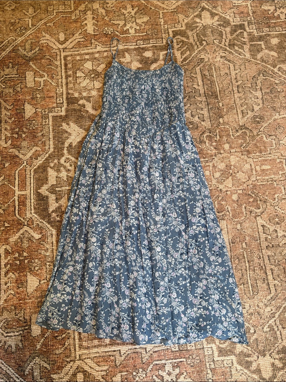 American Eagle Outfitters Blue Floral Midi Dress Brand New